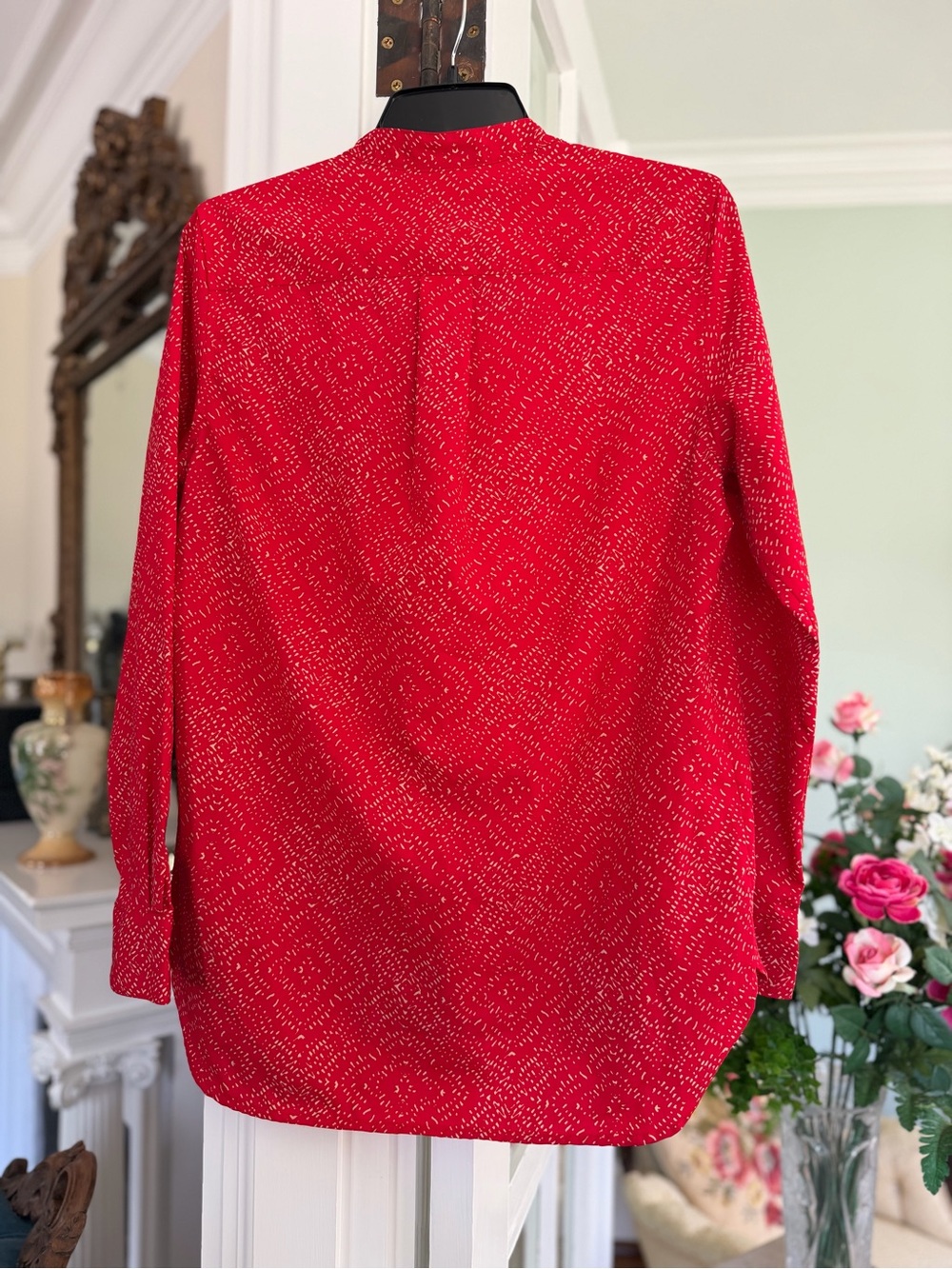 Ralph Lauren Red V-Neck Button-Front Tunic Top, size Petite Medium - Picture 4 of 4